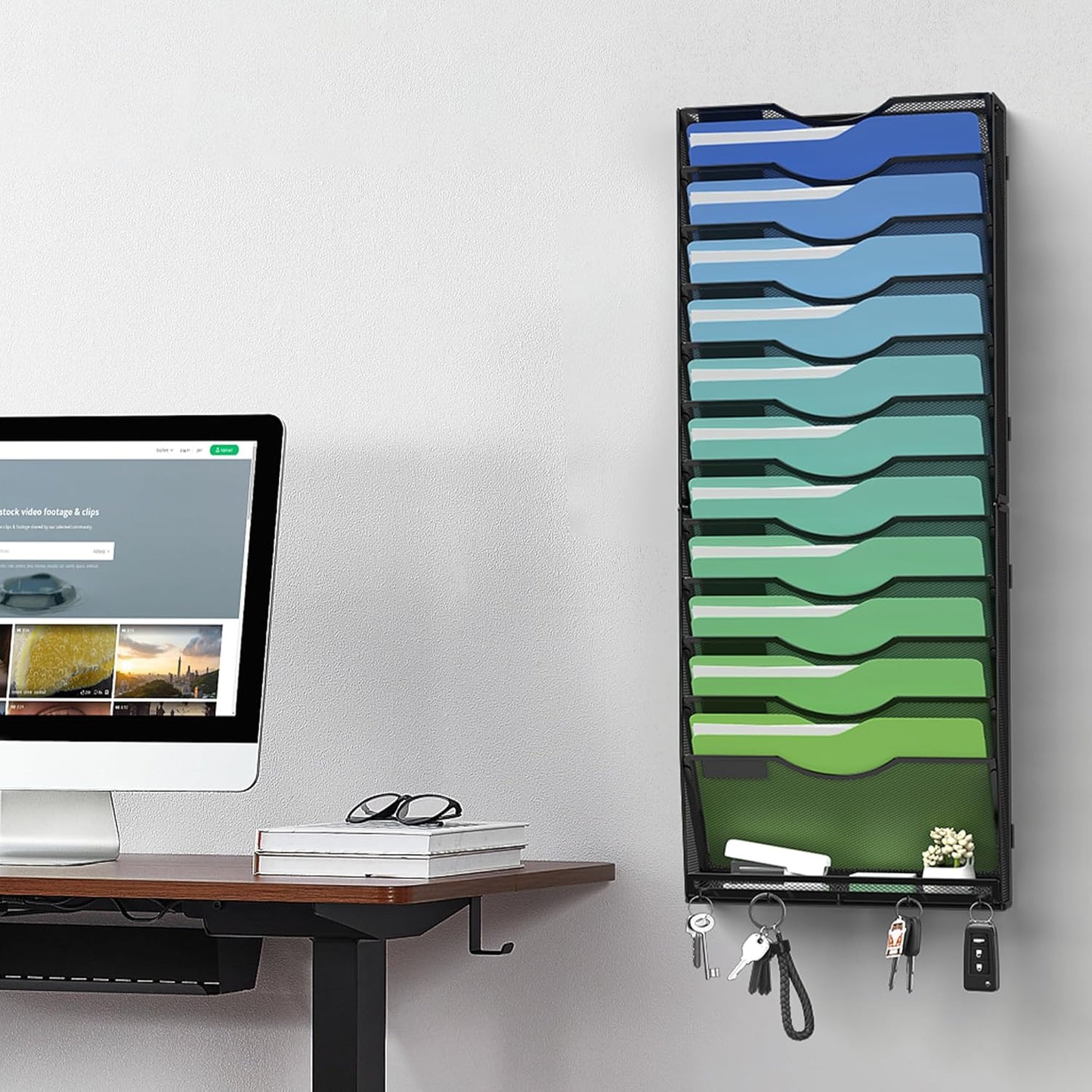 Kuntine.B Wall File Organizer Office Hanging Magazine Holder Wall File Organizer for Office Home (Black, 5 Tier)