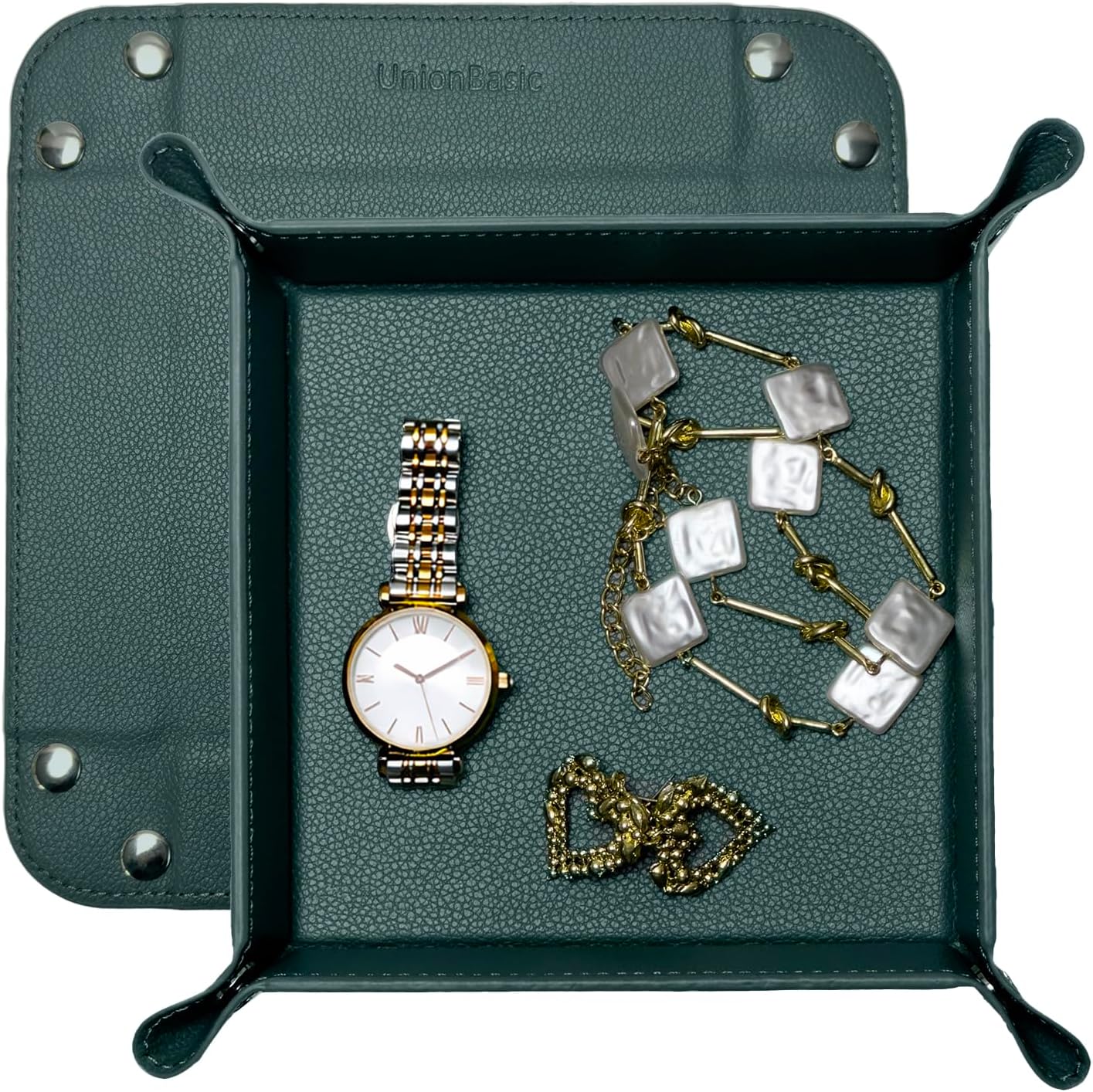 UnionBasic Medium Valet Tray, Jewelry Tray for Rings Watches Earrings, Entryway Catchall Caddy for Coins Keys Change, Nightstand Bedside Valet Holder, Trays for Electronic Gadgets, Candy Pink Plus - Colors B