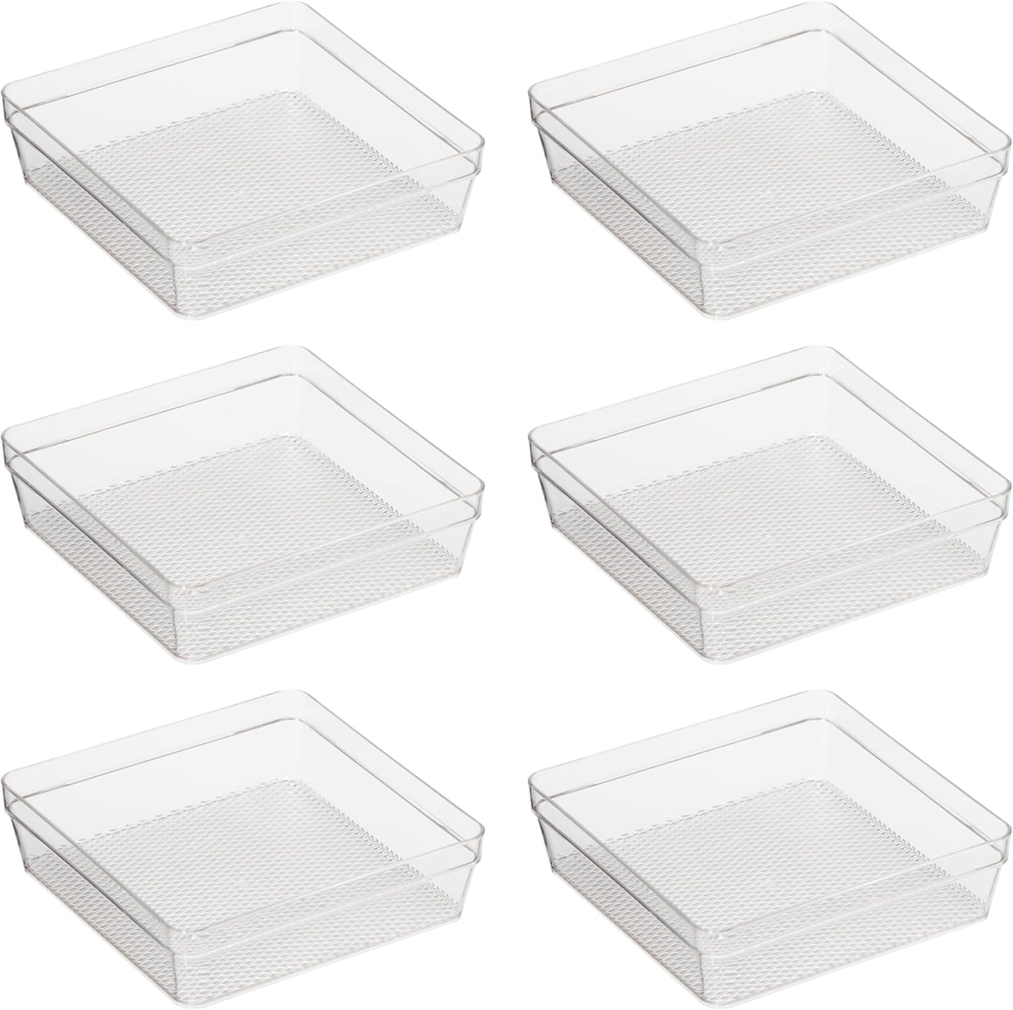 Oggi Clear Drawer Organizer - 3" X 9.5" (Set of 6) - Ideal for Organizing Kitchen Drawers, Office, Desk, Silverware, Kitchen Utensils, Cosmetics and Bathrooms