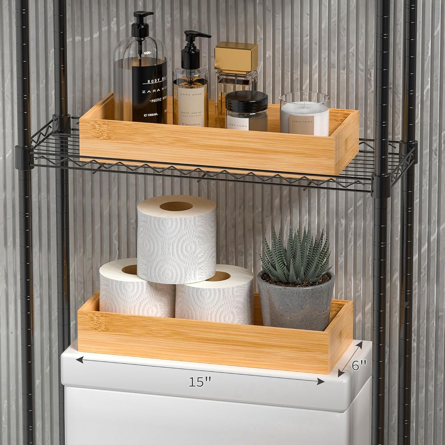 Kitchen Drawer Organizer Bins, Stackable Bamboo Drawer Organizer for Silverware, Flatware, Coffee Pod Organizer K Cup Holder for Countertop, 2 Pcs Coffee Station Organizer 12" x 6" x 2.5"