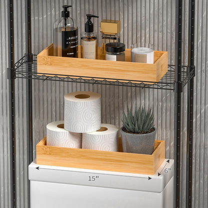 Kitchen Drawer Organizer Bins, Stackable Bamboo Drawer Organizer for Silverware, Flatware, Coffee Pod Organizer K Cup Holder for Countertop, 2 Pcs Coffee Station Organizer 12" x 6" x 2.5"