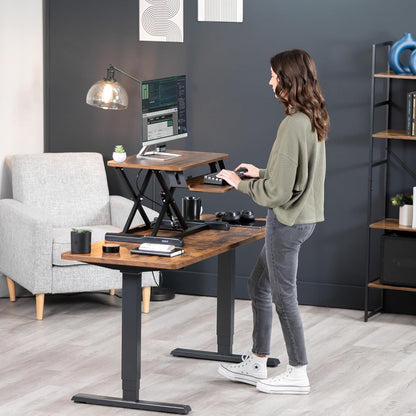 VIVO 26 inch Desk Converter, K Series, Height Adjustable Sit to Stand Riser, Dual Monitor and Laptop Workstation with Keyboard Tray, Black, DESK-V026KB