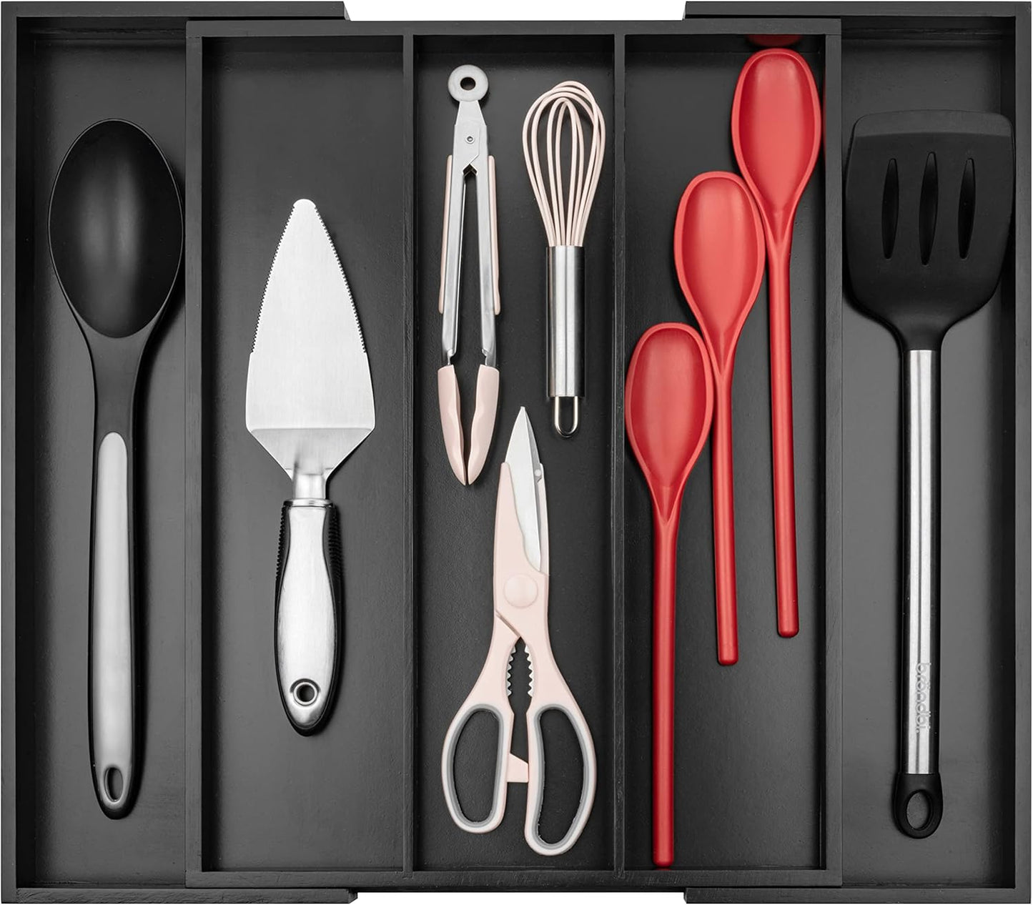 Purawood Kitchen Drawer Organizer - Expandable Utensil Drawer Organizer for Kitchen, Cutlery Tray & Silverware Organizer, 3-5 Slots - Bamboo Organizer for Utensils & Flatware (Natural)