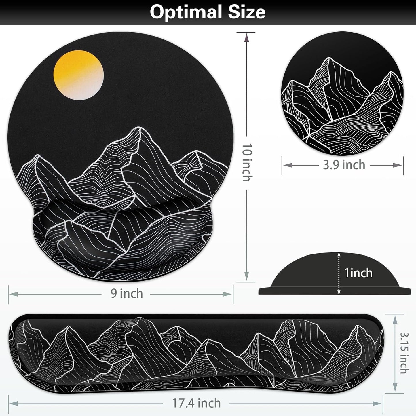 Mouse Pad with Wrist Rest Set, Qomolama 3-in-1 Wrist Support Mouse Pad Set, Floral Gaming Mousepad with Anti-Skid Base,Ergonomic Mouse Pad,Memory Foam Keyboard Gel Wrists Rest