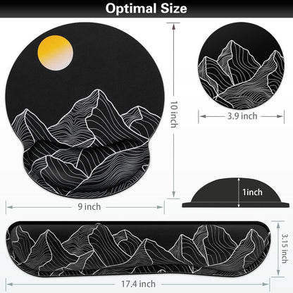 Mouse Pad with Wrist Rest Set, Qomolama 3-in-1 Wrist Support Mouse Pad Set, Floral Gaming Mousepad with Anti-Skid Base,Ergonomic Mouse Pad,Memory Foam Keyboard Gel Wrists Rest