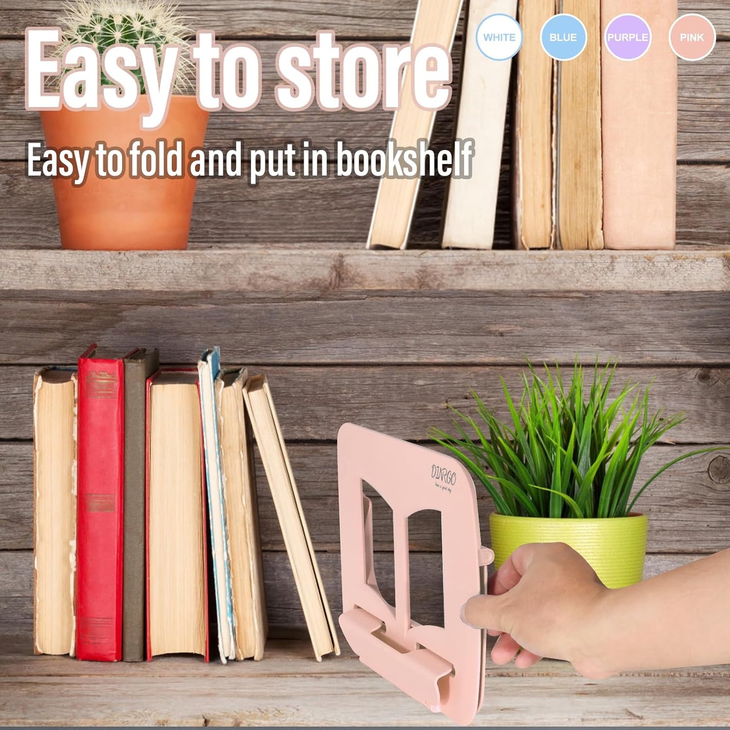 Portable Book Stand Book Holder Book Rest for Kids Reading Hands Free Cookbook Holder Textbook Stands Music Stand Lightweight Waterproof Book Stand Gifts School Supplies (Purple 11.82" *8.26")
