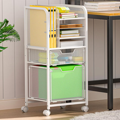5-Tier Rolling File Cart Under Desk with Drawers, File Cabinet Organizer for Hanging File Folders, Letter-Size File Storage with Wheels, Multi-Layer Mobile Filing Cabinet for Under Desk Storage