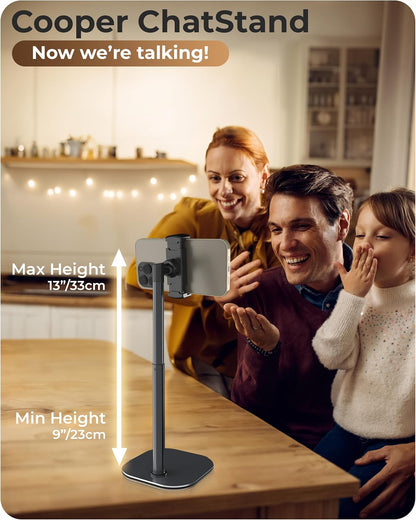 COOPER ChatStand, Adjustable Cell Phone Stand for Desk, Phone Stand for Recording, iPhone Holder for Filming, Small iPhone Tripod, Soporte para Celular, Fits Samsung, Android, (Night Black)