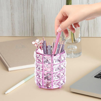 Crystal Pen Holder, Pencil Cups for Desk, Multi-Purpose Desktop Organizer, for Office Writing Desk (Gold)
