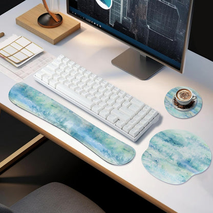 Ergonomic Keyboard Mouse Pad Wrist Rest Support Set for Laptop/Computer/Desktop,Memory Foam Hand Rest Wrist Cushion for Gaming/Office,Lightweight Comfortable & Pain Relief (Flowers)