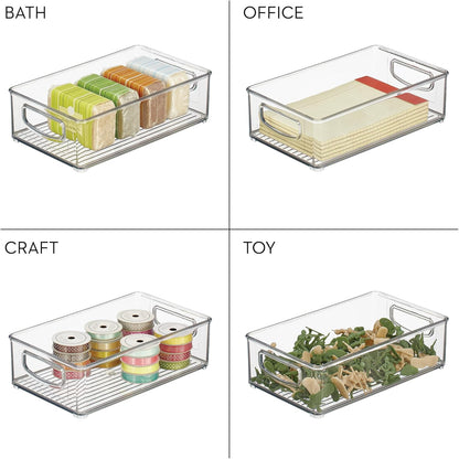 iDesign Stackable Pantry Bin with Handles for Kitchen Storage Set of 2, Clear, Made in USA