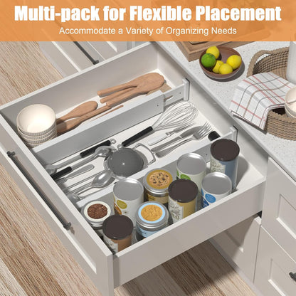 Bamboo Drawer Dividers,17-22" Adjustable Kitchen Drawer Organizer for Clothes,4 Pack Expandable Drawer Organization Separators for Bedroom,Bathroom,Dresser and Office,Natural
