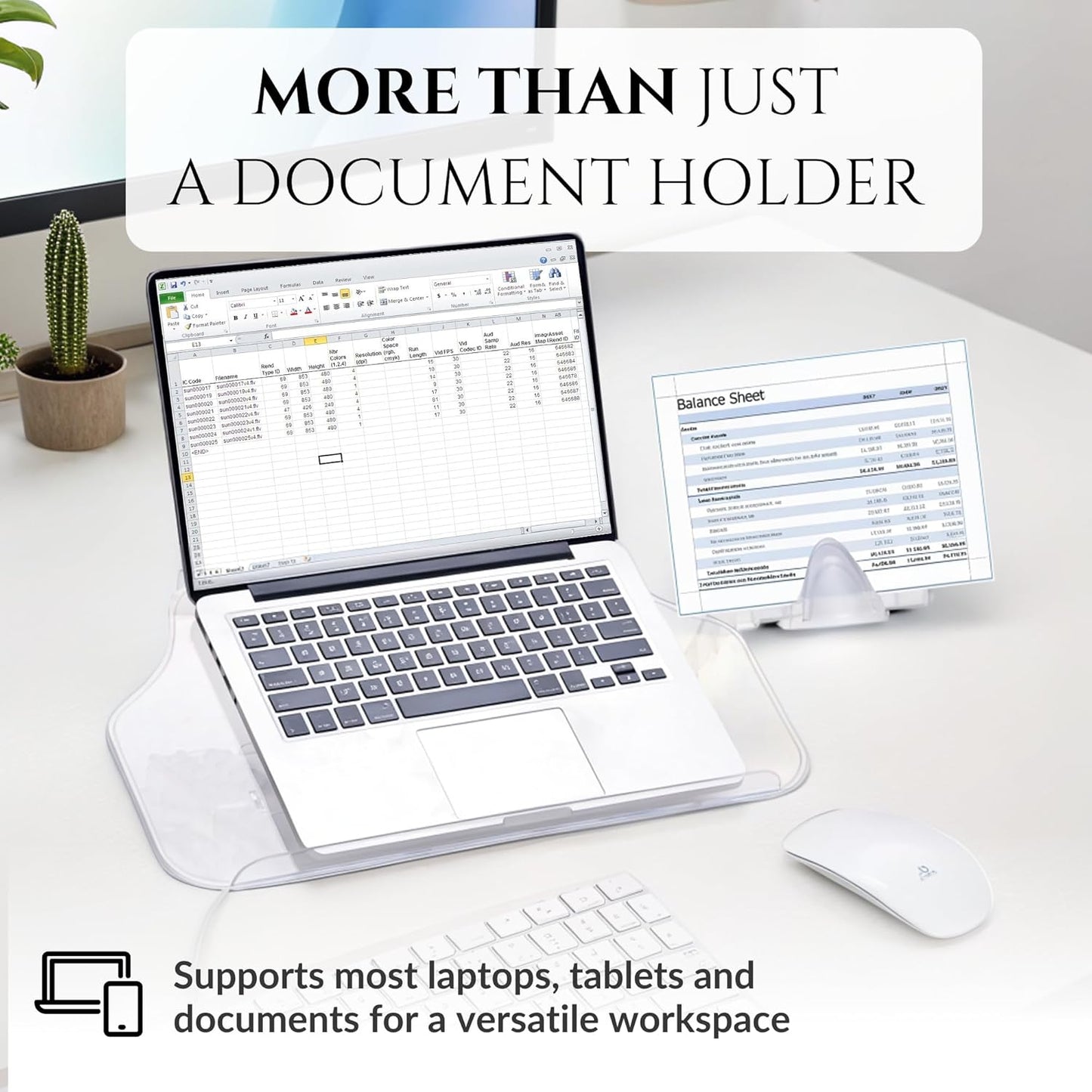 MemoScape PRO Adjustable in-Line Document Copy Holder for Desk - Help Boost Productivity and Reduce Neck Strain - Paper Holder Stand for Desk - Office & Home Organization Accessory - White