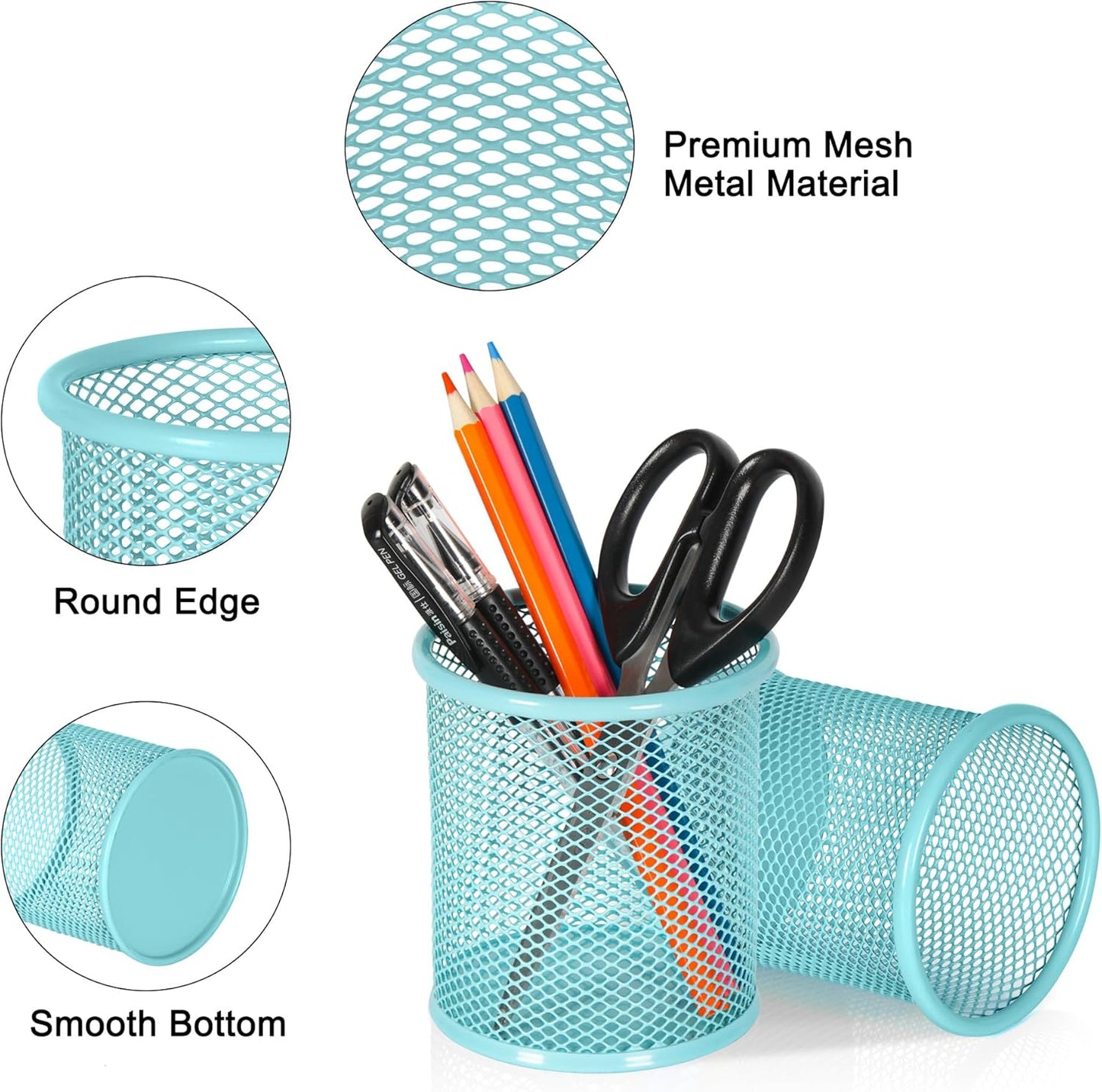 EasyPAG Pencil Holder for Desk, 2 Pack Metal Pen Organizer, Mesh Pencil Cup Organizer for Home, Office, Classroom, School, Black