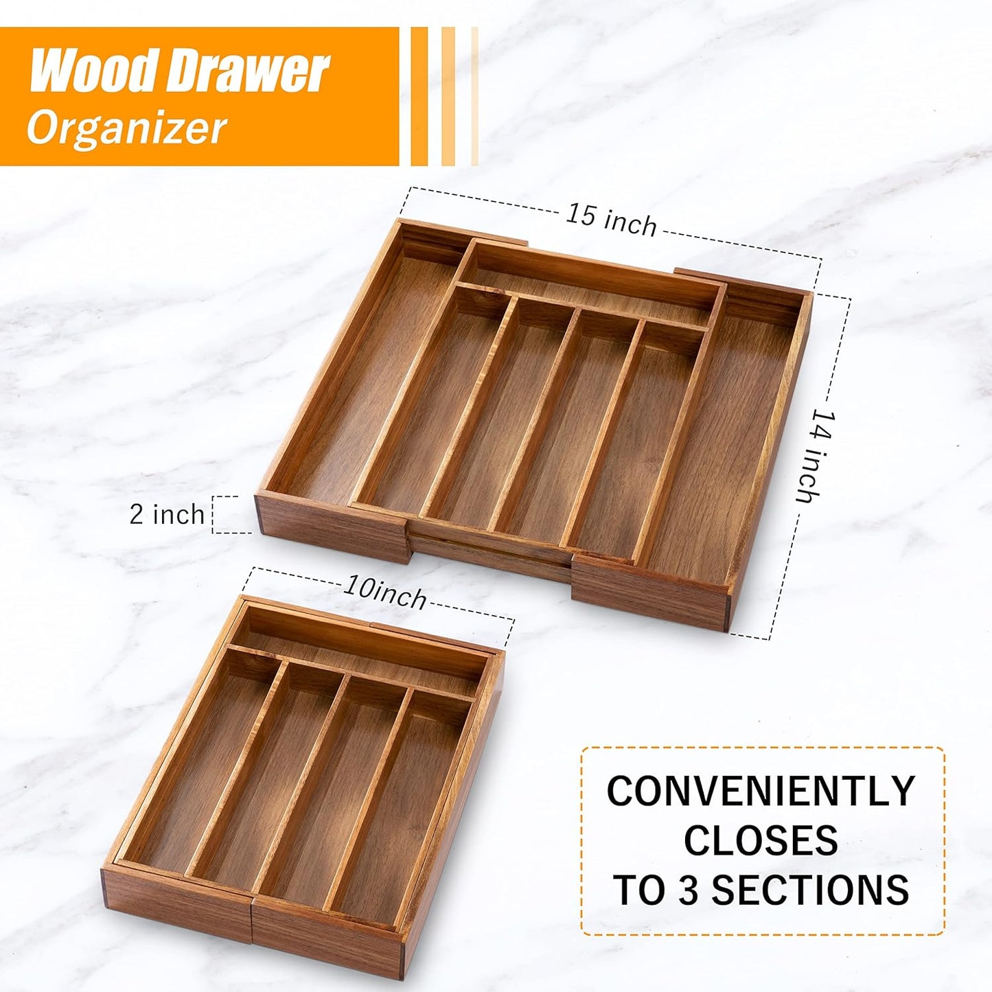 Kitchen Silverware Drawer Organizer and Storage Flatware Cutlery Utensil Holder Spice Rack Containers Bathroom Counter Cabinet Office Desk Makeup Drawer Tray Kitchen and Dining Tools Decor Accessories