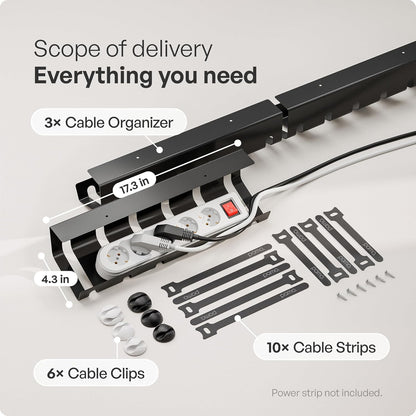 PAMO Cable Management Under Desk for Easy mounting Under-Table I Set of 2 - with 10X Cable Ties I Desk Organizer for Office/Home Office Table Thoughtful Cable Tray Holder