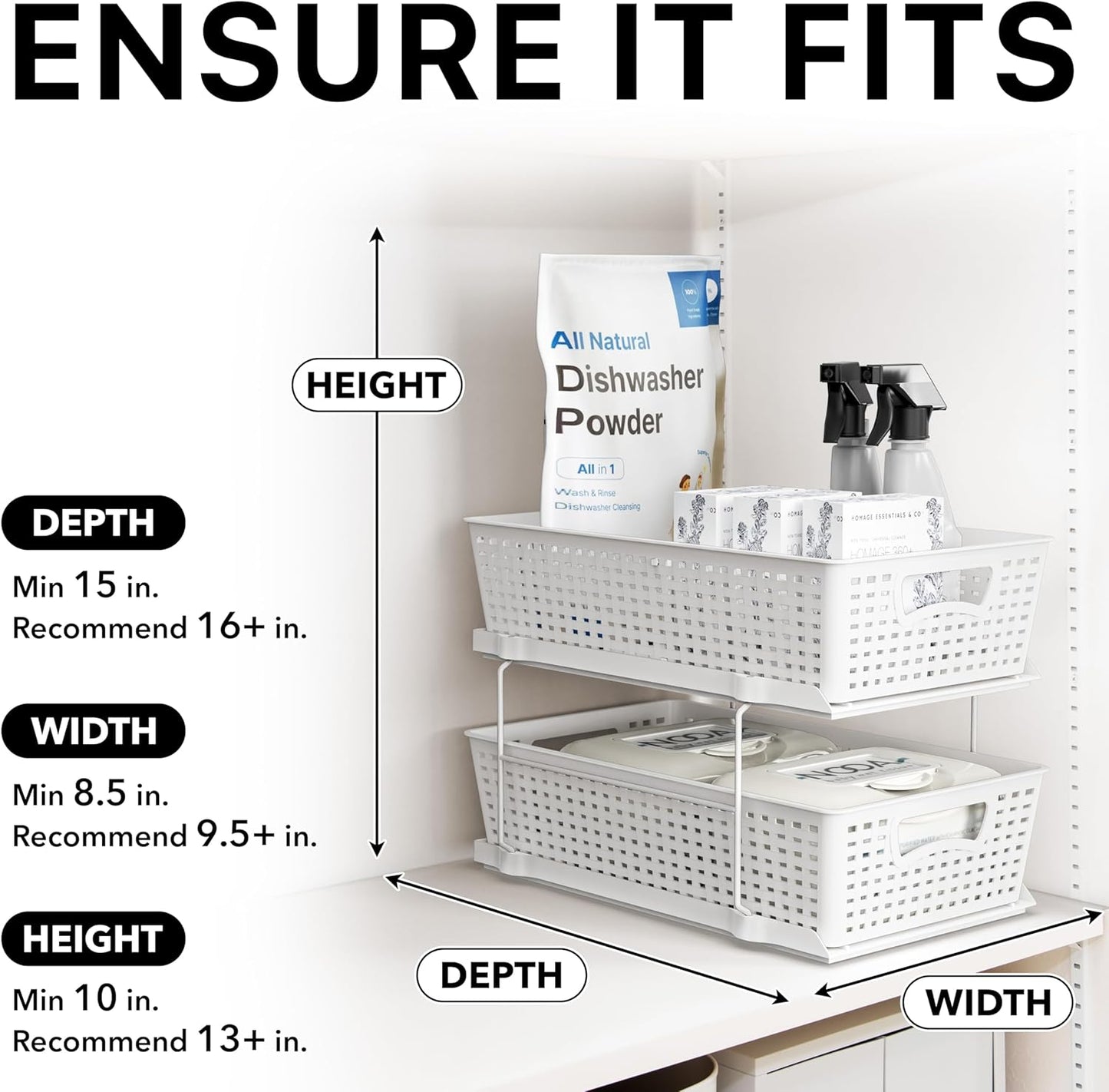 Simple Houseware 2 Tier Bathroom Organizer Tray Pull-Out Sliding Drawer, Under Sink Storage, Black