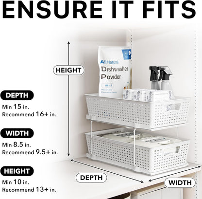 Simple Houseware 2 Tier Bathroom Organizer Tray Pull-Out Sliding Drawer, Under Sink Storage, Black
