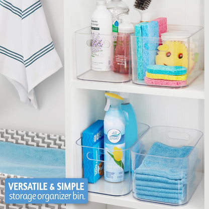 STORi Bliss 10" x 6" Open Clear Pantry Organizer Bin, Set of 4, Plastic Containers with Handle for Kitchen, Fridge, Cabinet, Closet, Bathroom, Undersink Storage Made in USA