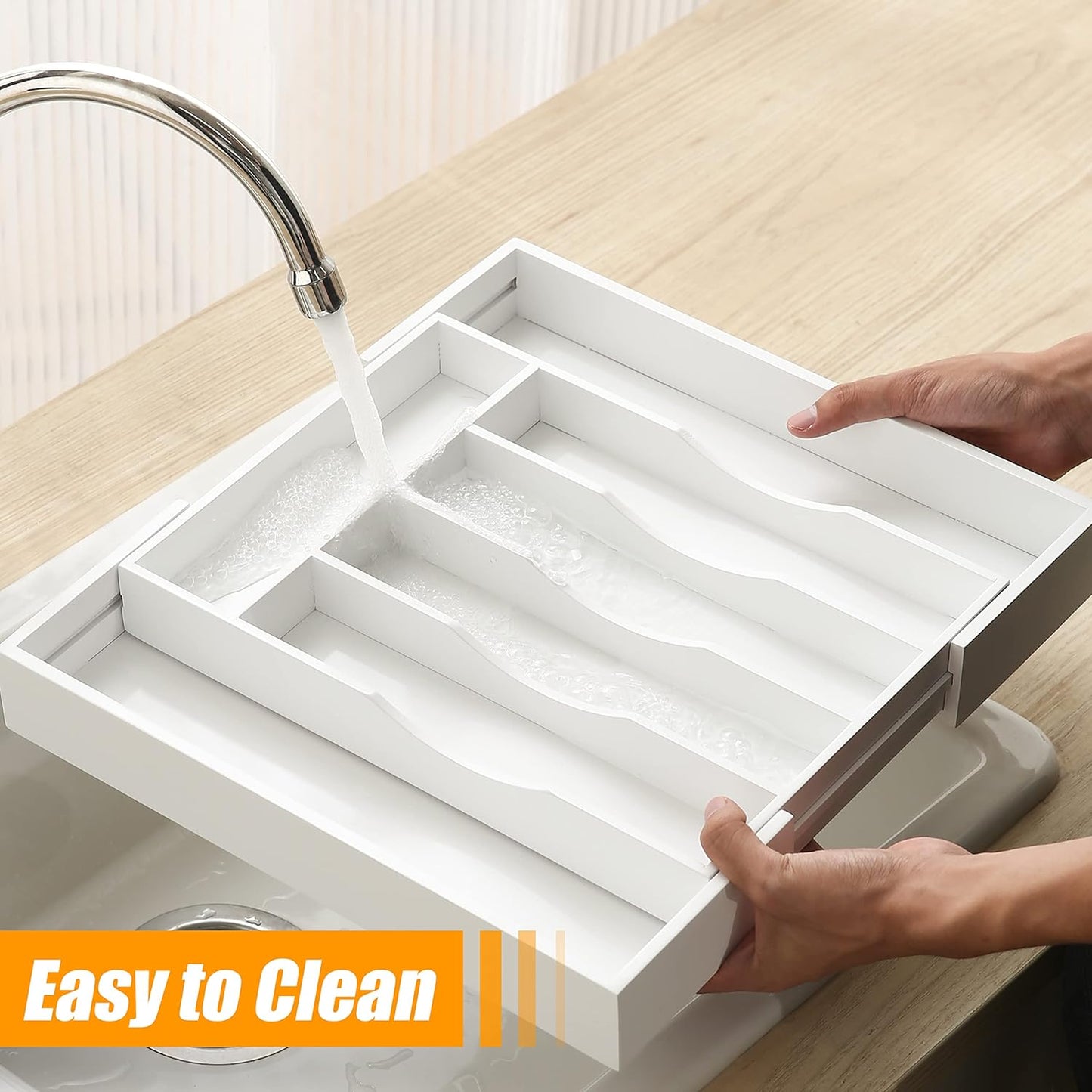 Kitchen Silverware Drawer Organizer and Storage Flatware Cutlery Utensil Holder Spice Rack Containers Bathroom Counter Cabinet Office Desk Makeup Drawer Tray Kitchen and Dining Tools Decor Accessories