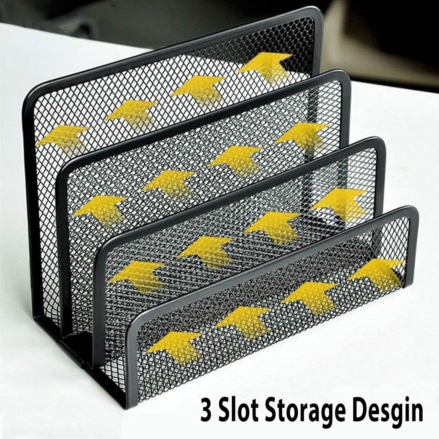 Mail Organizers 2 Pack Metal Mesh Desk Letter Sorter Small Desktop File Holder for Bills Magazines Papers Documents Office Envelopes