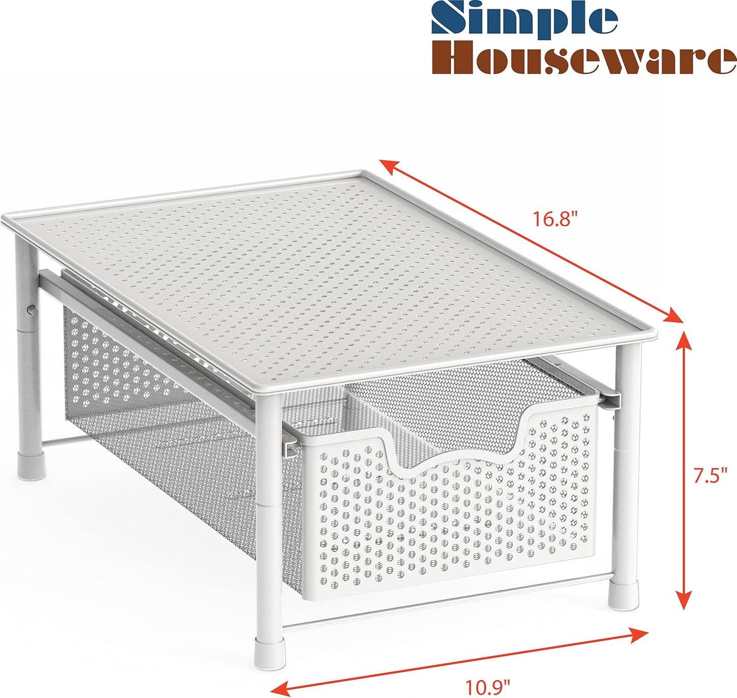 Simple Houseware Stackable 3 Tier Sliding Basket Organizer Drawer, Silver