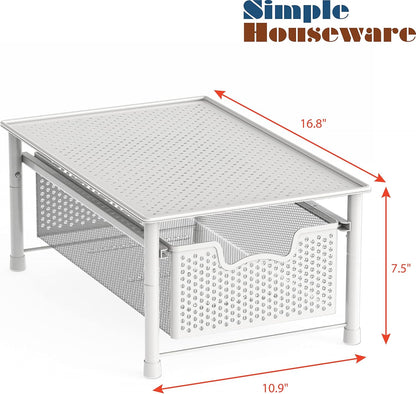 Simple Houseware Stackable 3 Tier Sliding Basket Organizer Drawer, Silver