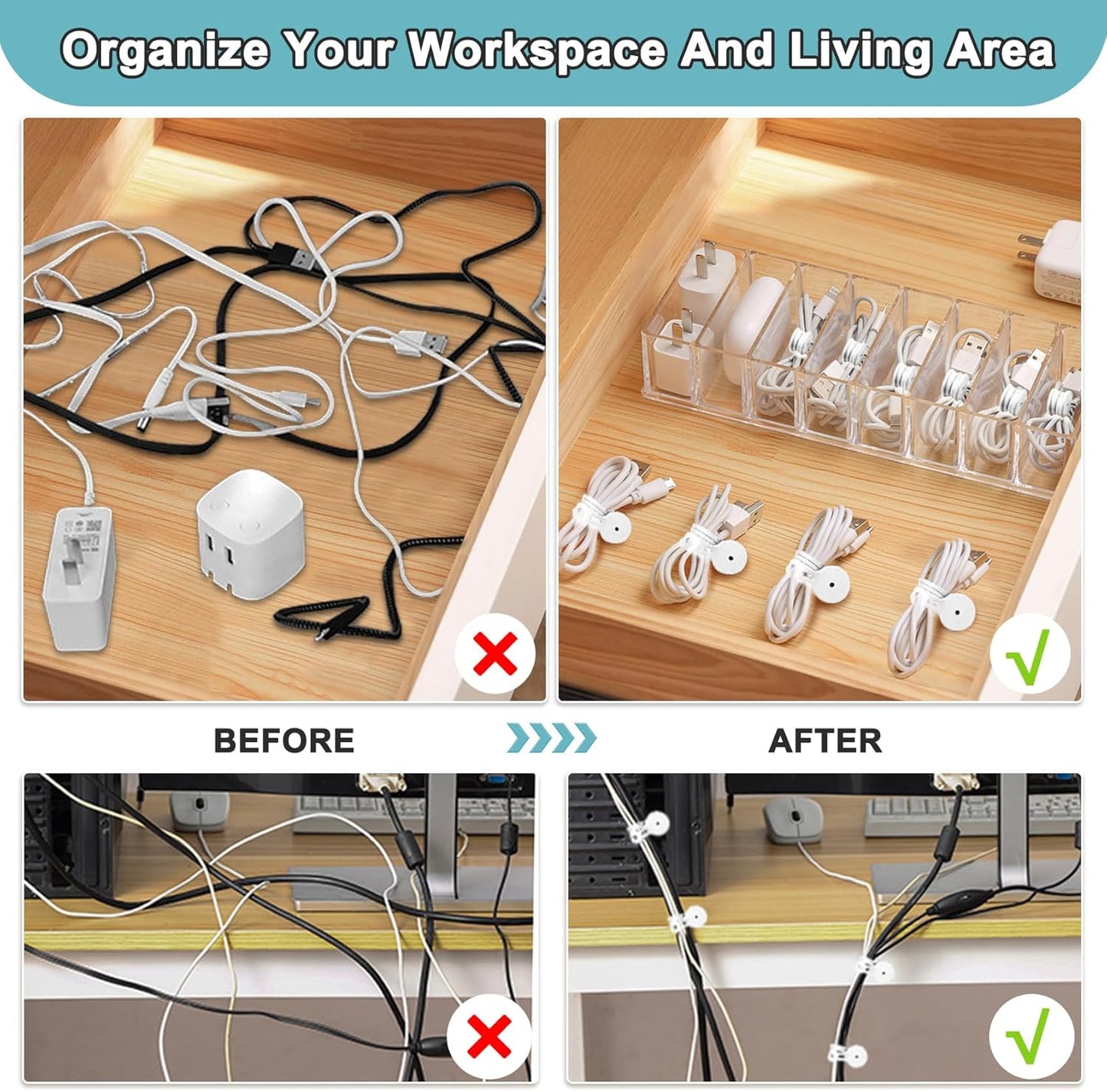 Magnetic Cable Ties 10 Pack, Silicone Cable Ties Charging Cord Organizer Travel Cable Management Straps Headphone Cord Wrap Reusable & Sturdy Cable Winder