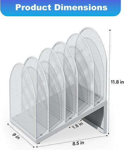 gianotter Desktop File Organizer, Desk Organizer with 5 Compartments, Paper Organizer for Desk, Workspace Organizers for Office Supplies (Black, Upright Style)