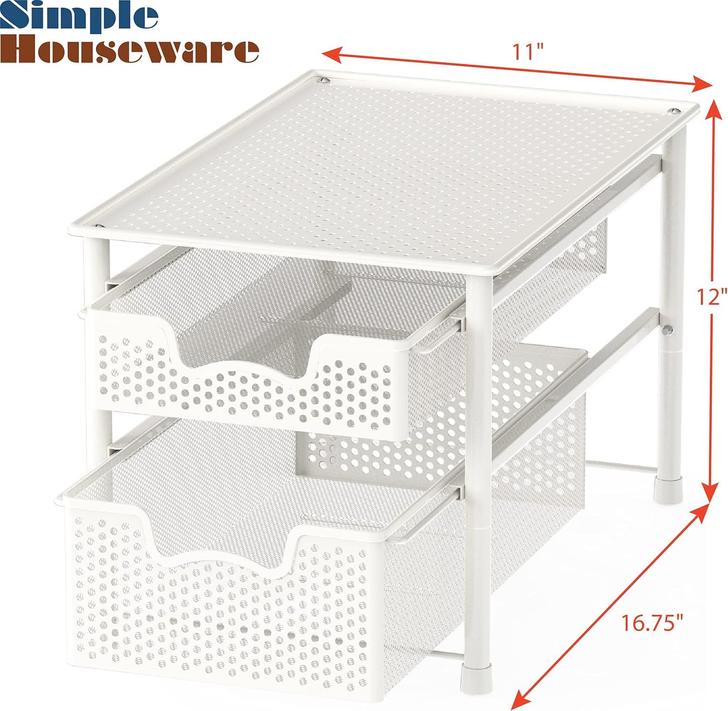 Simple Houseware Stackable 3 Tier Sliding Basket Organizer Drawer, Silver