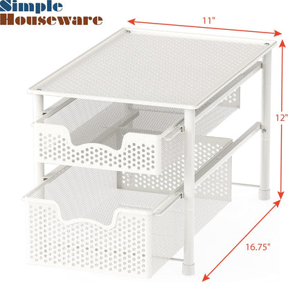 Simple Houseware Stackable 3 Tier Sliding Basket Organizer Drawer, Silver