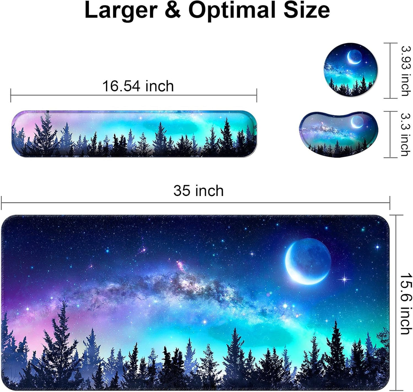 Keyboard Wrist Rest + Mouse Pad with Wrist Support + Desk Mat + Coaster 4 in 1 Set, XXL Large Gaming Mousepad Cute Ergonomic Mouse Pads for Desk Computer Laptop Office Decor-Beach