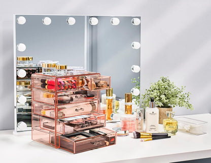 Sorbus Acrylic Makeup Organizer Set, 6-Drawer Vanity & Countertop Cosmetic Storage with Small & Wide Drawers, Clear Makeup Storage for Brushes, Lipsticks, Jewelry – Holiday Gift for Women & Teens