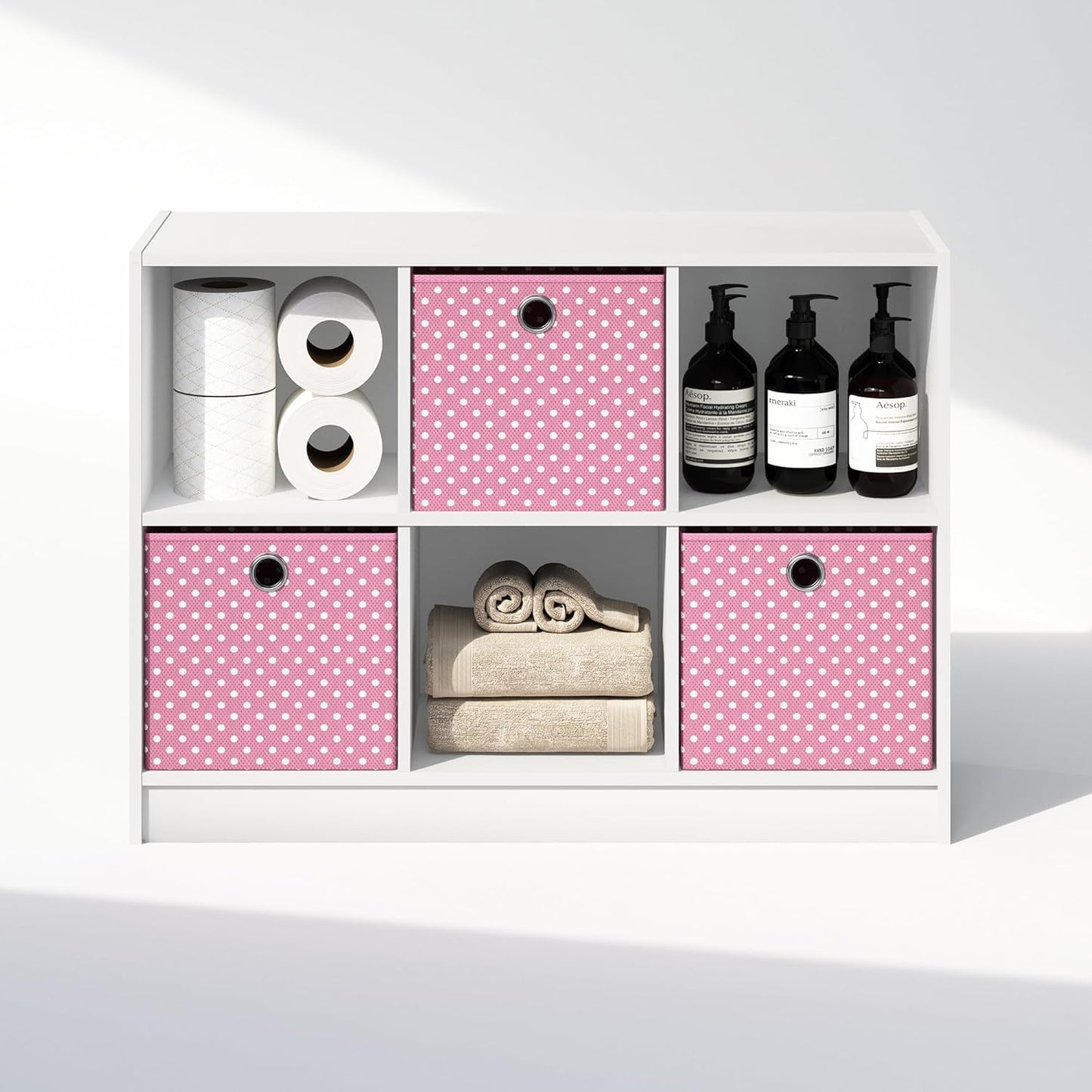 Furinno Cubic Closet Organizers and Storage, 6-Cube Closet Organizer with Bins, Open Shelf Storage, for Wardrobe, Bedroom, Living Room, White
