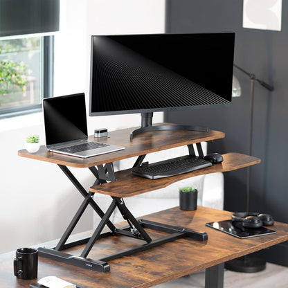 VIVO 26 inch Desk Converter, K Series, Height Adjustable Sit to Stand Riser, Dual Monitor and Laptop Workstation with Keyboard Tray, Black, DESK-V026KB
