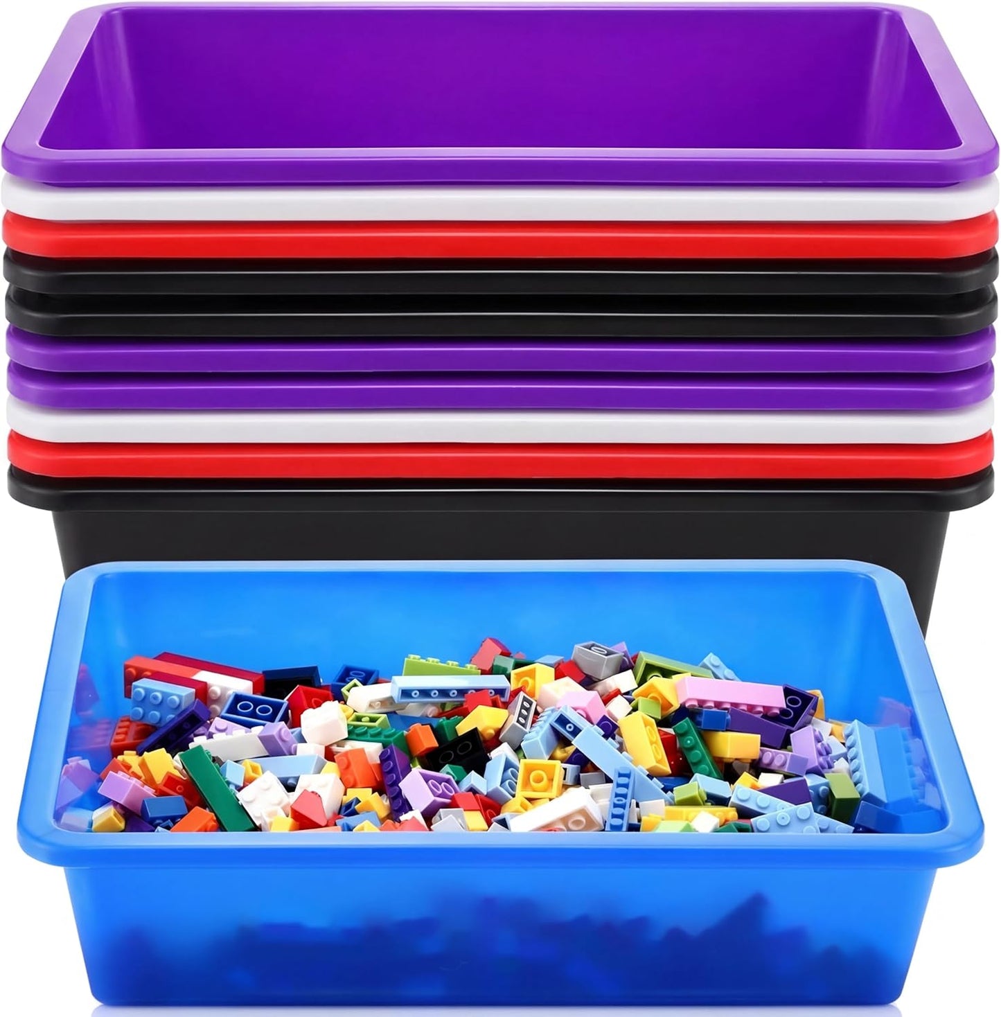 Hoteam 10 Pcs Flat Storage Organizer Tray Bin Paper Tray for Classroom Plastic Stackable File Organizer for School Office Teacher Book Organization(Clear,13.78 x 9.84 x 3.15 Inch)