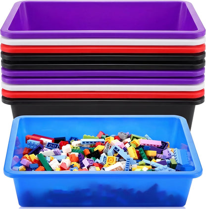 Hoteam 10 Pcs Flat Storage Organizer Tray Bin Paper Tray for Classroom Plastic Stackable File Organizer for School Office Teacher Book Organization(Clear,13.78 x 9.84 x 3.15 Inch)