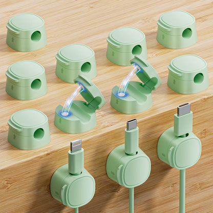 12 Pack Magnetic Cable Clips – [One-Snap Lock] Phone Cord Holder for Desk, Adhesive Magnetic Cord Organiser for Nightstand, Wall, Car – Under Desk Cable Management for Office, Home
