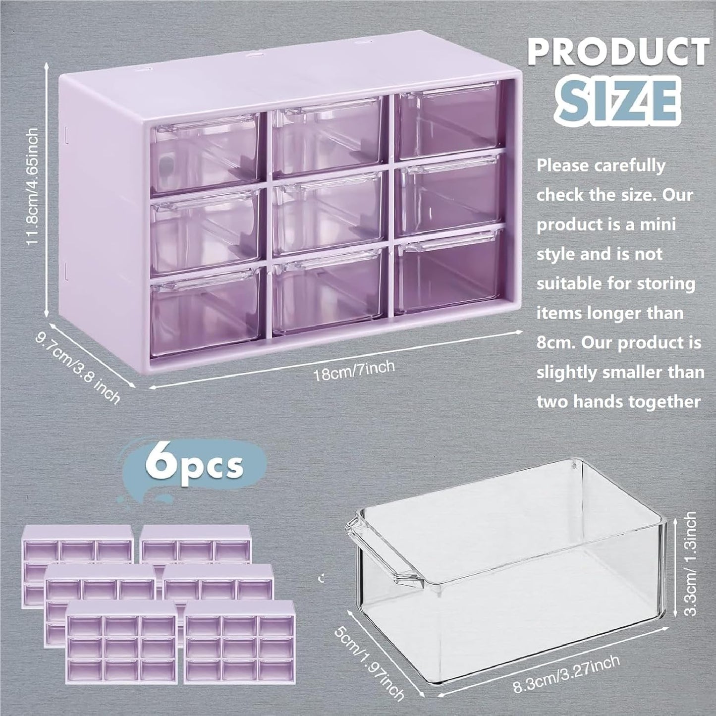 Amyhill 6 Pcs Mini Drawer Organizer Small Organizer with 9 Drawers Plastic Desktop Craft Storage Box for Office Home Room Jewelry Cosmetics Collection(White)