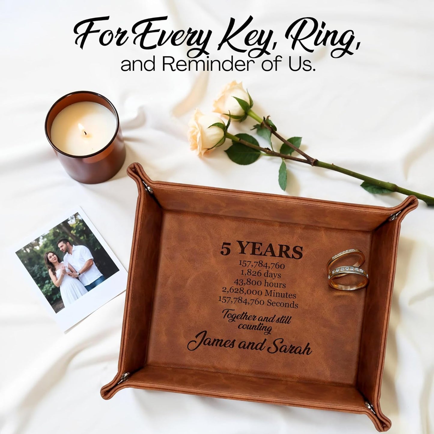 Personalized Engraved Leather Tray for Men with Engraved Name, PU Leather Valet Organizer for Dad, Custom Gift for Him, Custom Catchall Tray for Desk, Office, Accessories Travel Organizer for Men