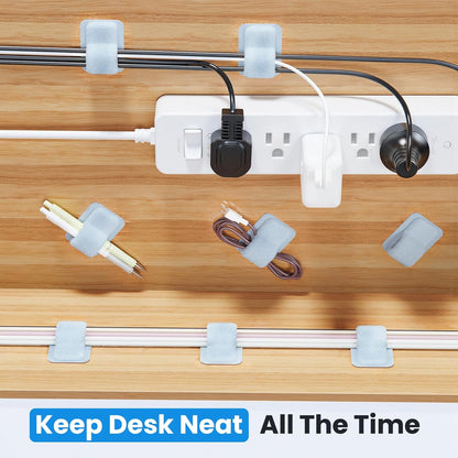 Cable Management Under Desk, 【Up to 15 Cord】【Enhanced Wire Holder】 Cord Organizer, Adjustable Hook and Loop Cable Ties, Home Office Essentials, Cable Hider Clips Under Table, 20 Pair