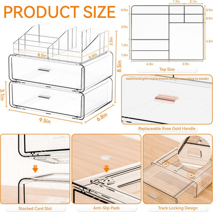 Yieach 3 Tier Clear Acrylic Makeup Organizers with Drawers,Tiered Countertop Make up Storage Organizer for Dresser Top and Bathroom Vanity,Plastic Makeup Stand for Brush,Skincare,Beauty Organizers