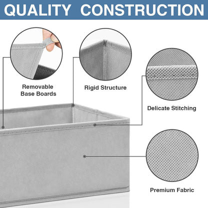 Criusia Drawer Organizer Clothes 12 Pack, Dresser Organizer for Nursery Bedroom Closet Organization and Storage - Baby Clothes Organizer Bins - Drawer Divider for Sock Underwear Bra Ties (Grey)
