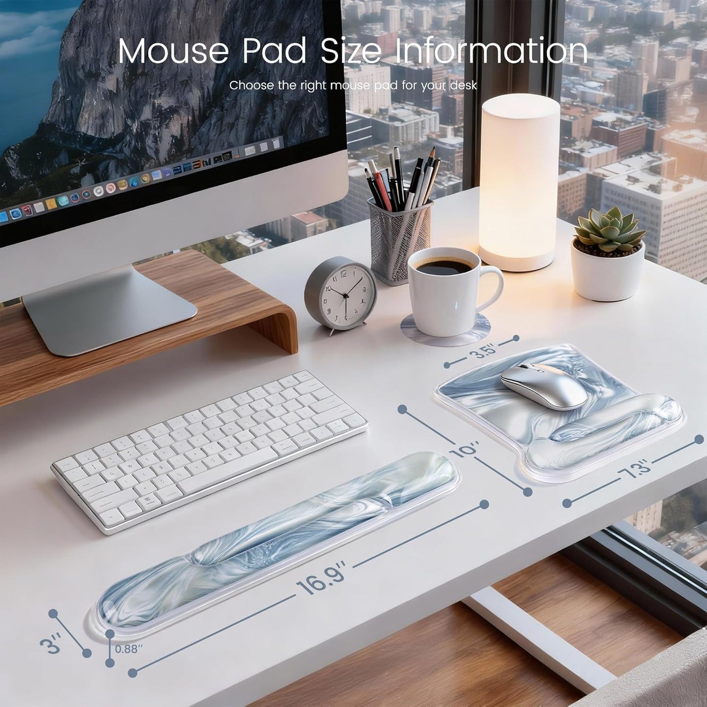 Ospelelf Mouse Pad with Wrist Rest and Ergonomic Gel Keyboard Hand Wrist, Support for Typing Gaming, Relieve Wrist Pain, Cool & Easy to Clean, for Office, Programmer, Home Computer Use, Pink