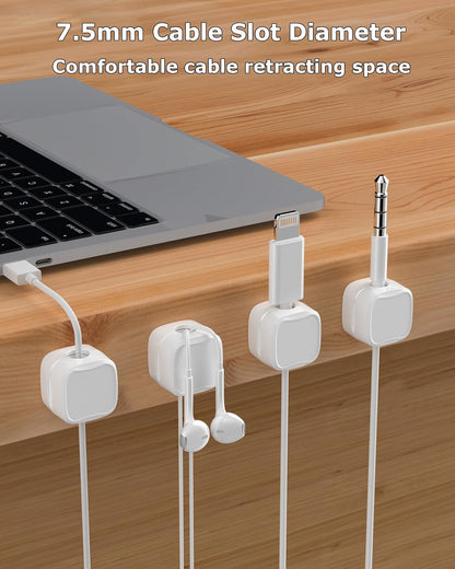 Magnetic Cable Clips, Adjustable Cord Holder Management, Adhesive Wire Keeper Organizer for Home Office Desk Phone PC Car Wall Desktop Nightstand Appliance (9-Pack Black Crystal)
