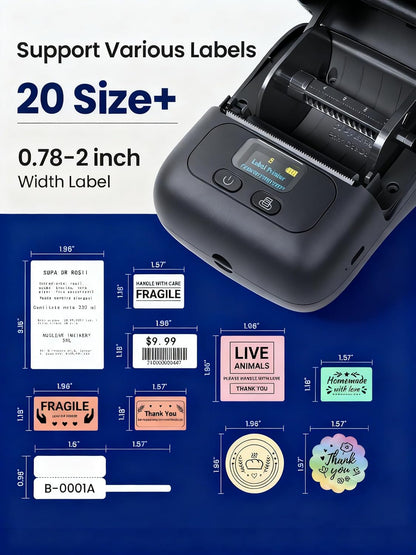 Phomemo Label Printer M110- Small Address Label Maker Bluetooth No Ink Portable for Small Business, Address, Office, Home for Phone; for PC/Mac(USB), with 100 Labels, Baby Pink