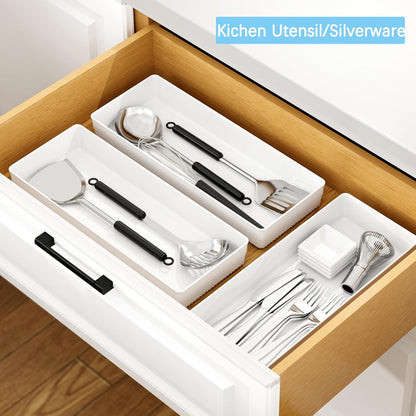 Mesh Tray Silverware Drawer Organizer, Utensil Cutlery Tray Office Supplies with Interlocking Arm Drawer Dividers Organizer for Flatware, Knives,Home,Office, School,Bedroom 12X6'' Black