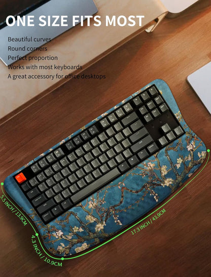 Ergonomic Wave Wrist Rest with Keyboard Stand, Cushioned Palm Rest, Comfortable Integrated Memory Foam for Natural Typing and Relieve Wrist Pain, Dark Night Black