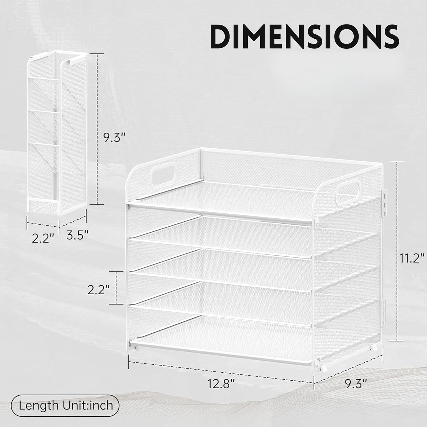 SUPEASY 5 Tier Desk Organizer with Handle & Removable Pen Holders, Mesh Paper/File Organizer for Desk, Paper Letter Tray Organizer for Office Supplies (Black)