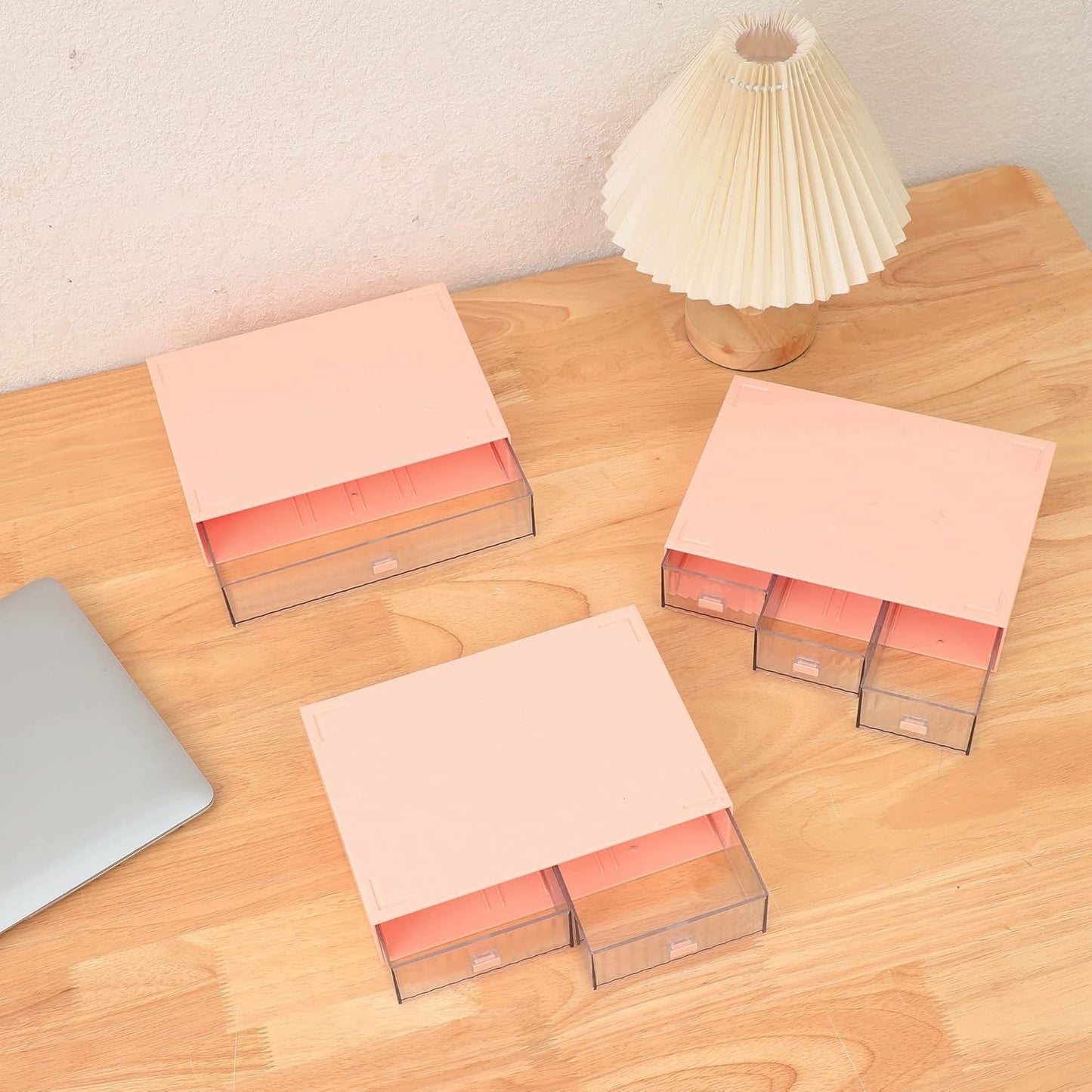 Desk Organizer Stackable Storage with 6 Drawers Stackable Drawers for Desk Storage, Makeup Storage Accessories, Desktop Accessories with Drawers, White
